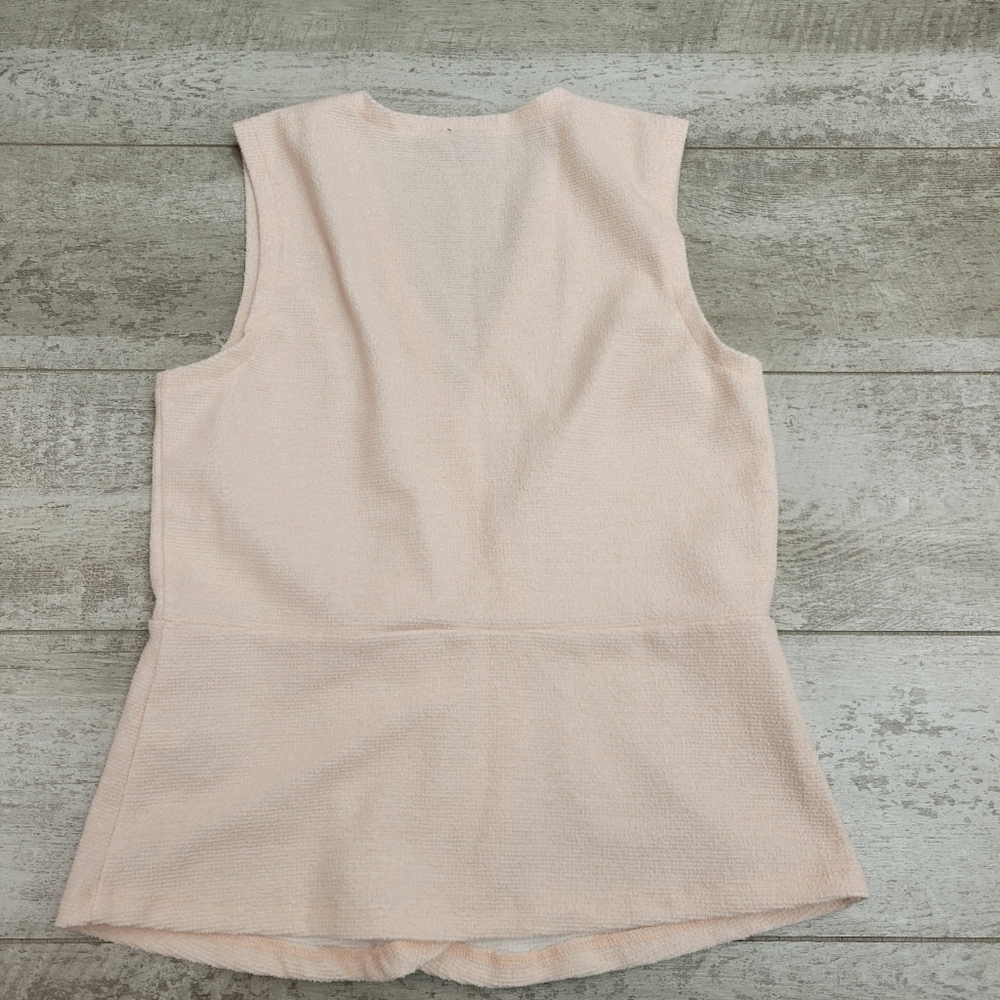J. Crew 365 Pink Boucle Knot & Peplum Tank Top Size Small - Picture 4 of 7